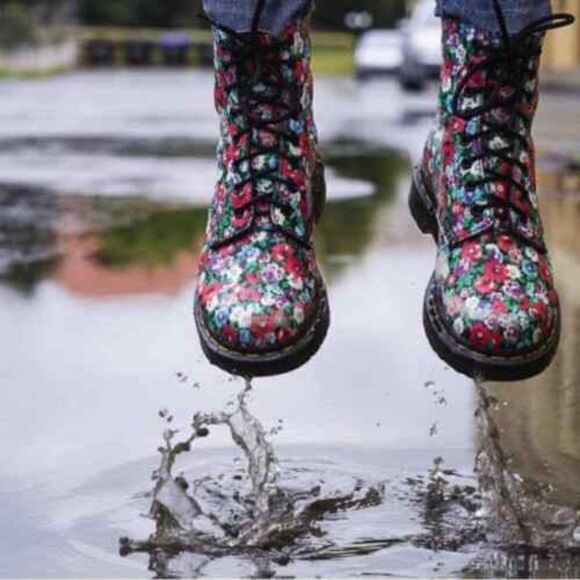 Dr. Martens Womens Pascal 'Wild Poppy' Black Leather Boots 7 - Picture 12 of 12